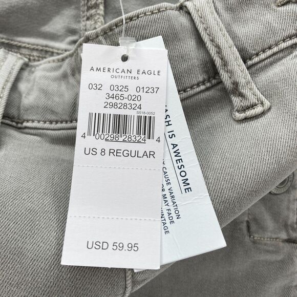 American Eagle Jegging Crop Women's 8 Gray Stretch Denim High Rise Skinny Jeans - Picture 5 of 15